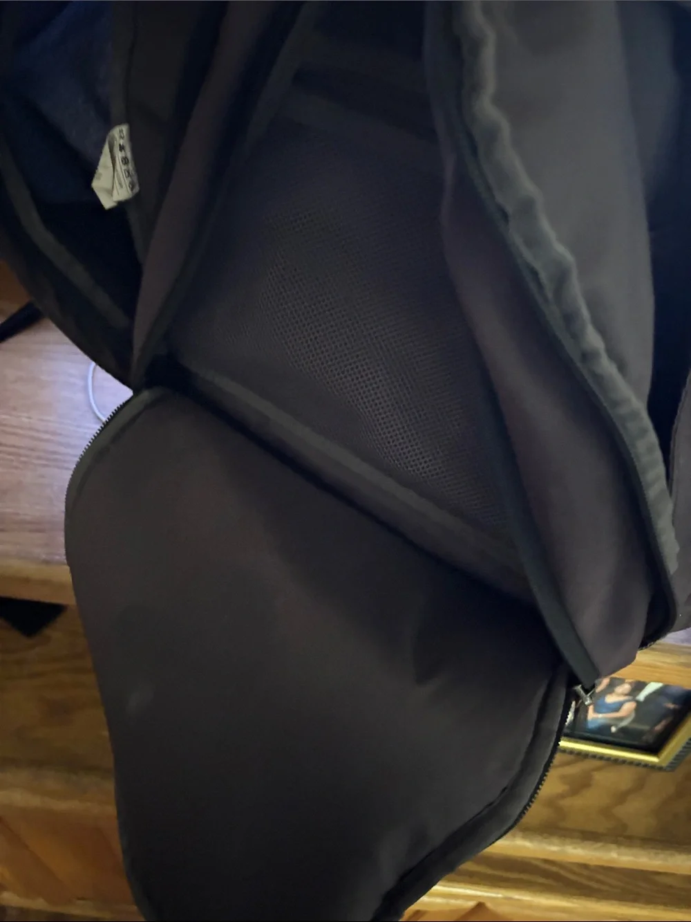 Nike Men's Black Backpack with White Logo and Front Bungee